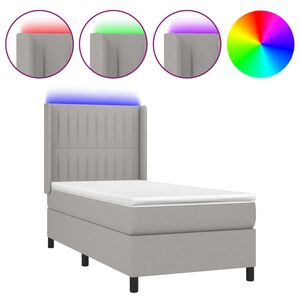 vidaXL Krevet box spring s madracem LED svjetlosivi 80x200 cm tkanina