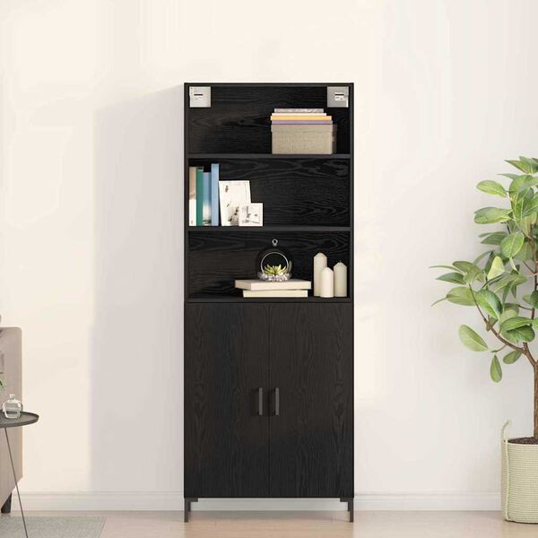 vidaXL Highboard Crni hrast 69,5 x 34 x 180 cm Konstruirano drvo