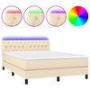 vidaXL Krevet box spring s madracem LED krem 140x200 cm od tkanine