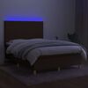 vidaXL Krevet box spring s madracem LED tamnosmeđi 140x200 cm tkanina