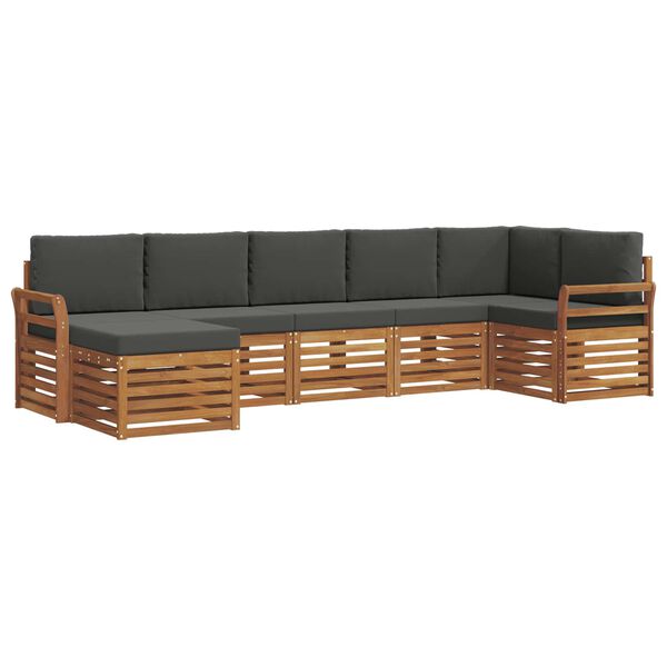 vidaXL Setovi sofa 7 pcs Prirodna i antracit Čvrsto drvo akacije