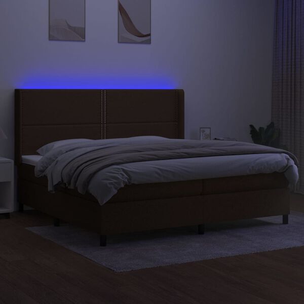 vidaXL Krevet box spring s madracem LED tamnosmeđi 200x200 cm tkanina