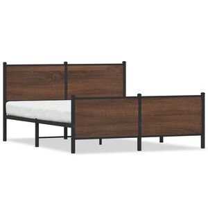 vidaXL Metalni okvir kreveta bez madraca smeđa boja hrasta 140x190 cm