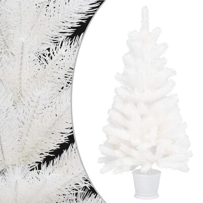 vidaXL Umjetno osvijetljeno božićno drvce s kuglicama bijelo 90 cm