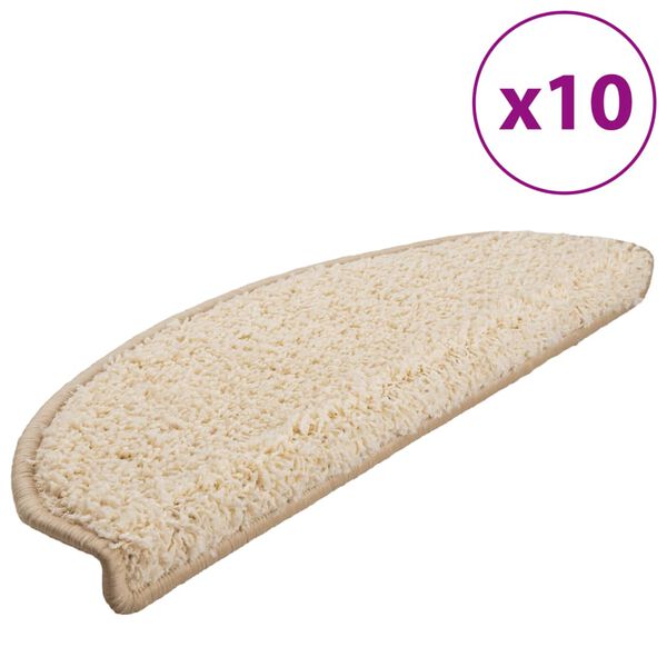 vidaXL Prostirke za stepenice 10 kom 65x21x4 cm krem poluokrugle velike