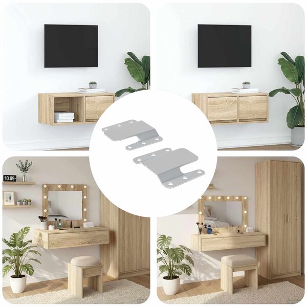 vidaXL Držač za ravno montiranje 2 pcs Srebrno 75 x 66 x 1,4 mm Čelik