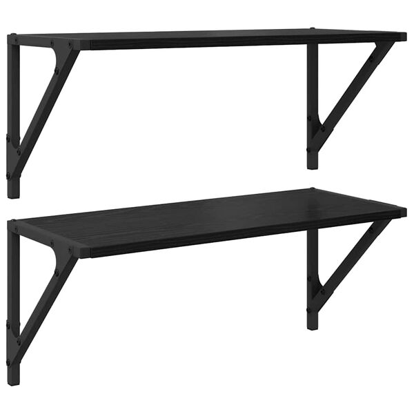 vidaXL Police na zidu s policom 2 pcs Crni hrast 60 x 25 x 25,5 cm