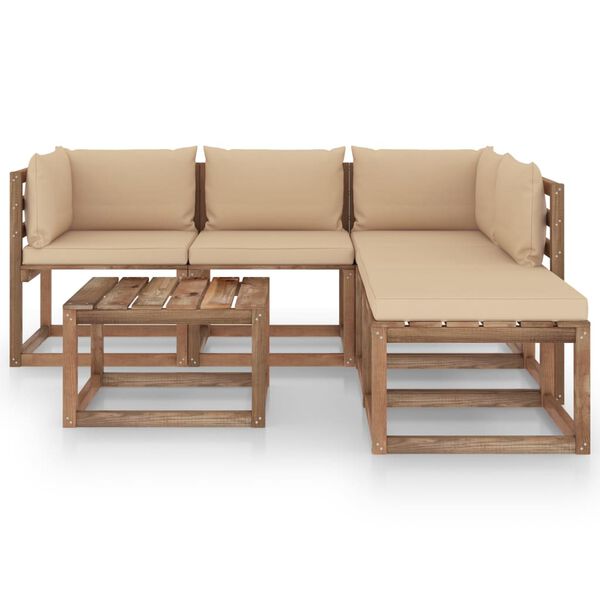 vidaXL 6-dijelna vrtna garnitura od paleta od borovine s jastucima