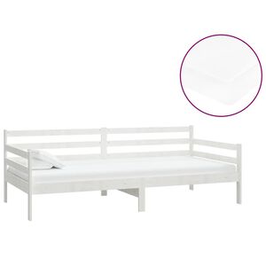 vidaXL Dnevni ležaj s madracem 90 x 200 cm bijeli od masivne borovine