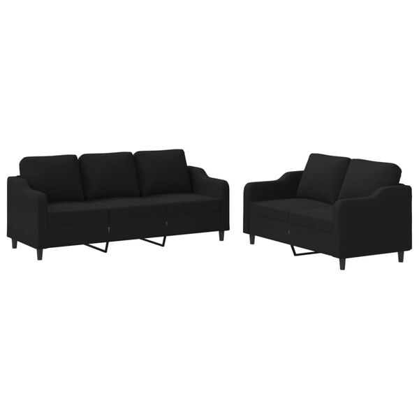vidaXL 2-dijelni set sofa s jastucima crni od tkanine