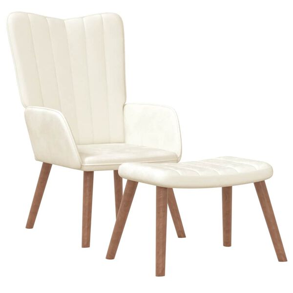 vidaXL Stolica za opu&scaron;tanje s osloncem za noge krem bijela bar&scaron;unasta