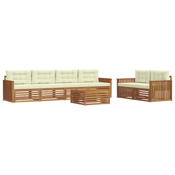 vidaXL Set vanjskih sofa s jastukom 7 pcs Prirodna i krem