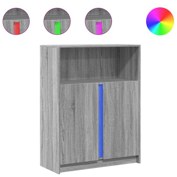 vidaXL Komoda s LED svjetlima boja hrasta sonome 77x34x100 cm drvena