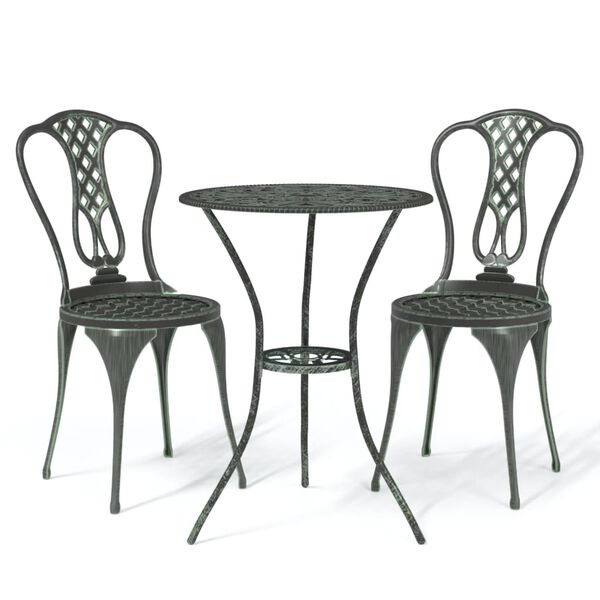 vidaXL 3-dijelni bistro set od lijevanog aluminija zeleni