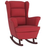 vidaXL Fotelja za ljuljanje s drvenim nogama boja vina baršunasta