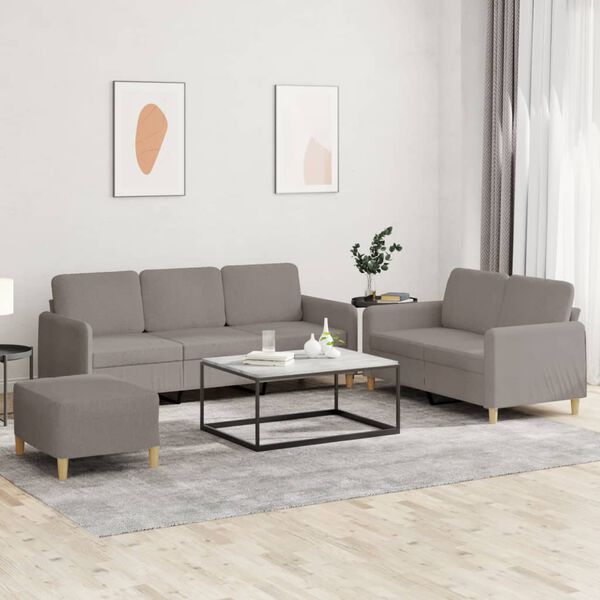 vidaXL 3-dijelni set sofa s jastucima smeđesivi od tkanine