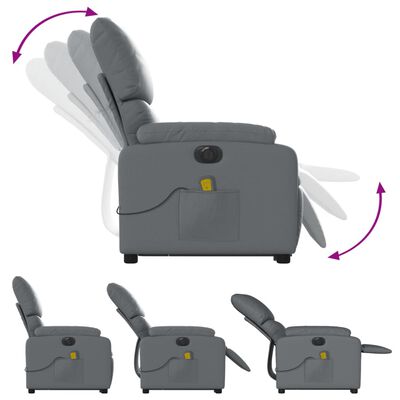 vidaXL Električni masažni naslonjač na podizanje od umjetne kože siva