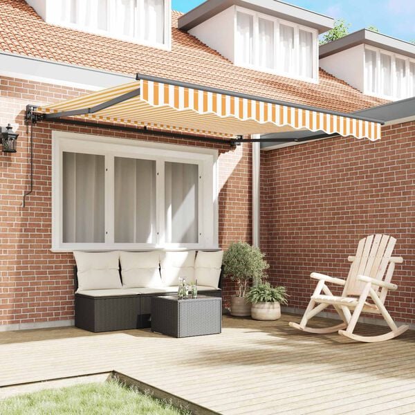 vidaXL Skrovita tenda Žuta i bijela 300 x 250 cm Aluminij i Tkanina