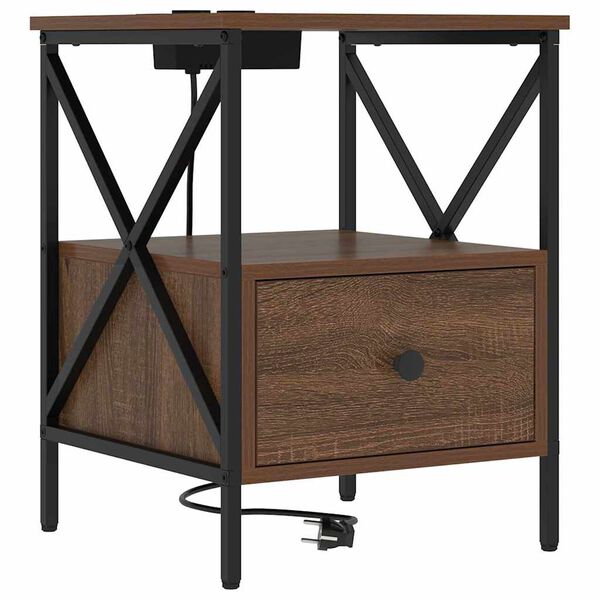 vidaXL Noćni ormar Smeđi hrast 41,5 x 40,5 x 55 cm Konstruirano drvo