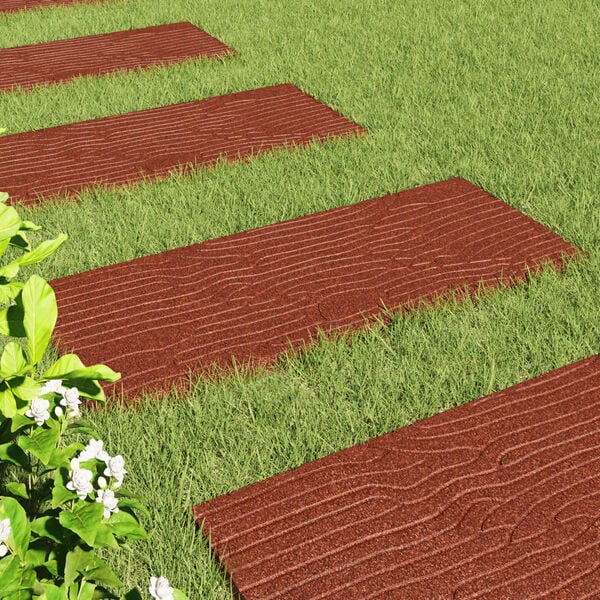 vidaXL Kamen za hodanje 6 pcs Crvena 60,5 x 25 x 2 cm Guma