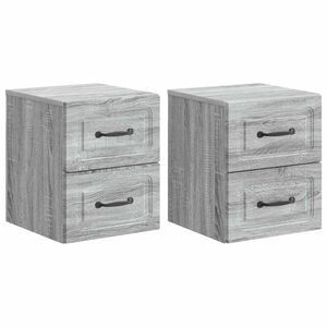 vidaXL Noćni ormarić za montažu na zid s ladicama 2 pcs Siva sonoma