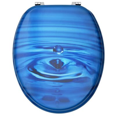 vidaXL Toaletne daske s poklopcem 2 kom MDF plave s uzorkom kapi vode