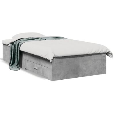 vidaXL Okvir kreveta s ladicama siva boja betona 75x190 cm drveni