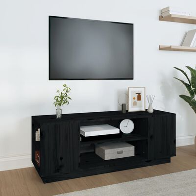 vidaXL TV ormarić crni 110 x 35 x 40,5 cm od masivne borovine