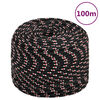 vidaXL Brodski konop crni 10 mm 100 m od polipropilena