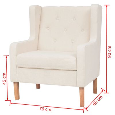 vidaXL Fotelja od tkanine krem bijela