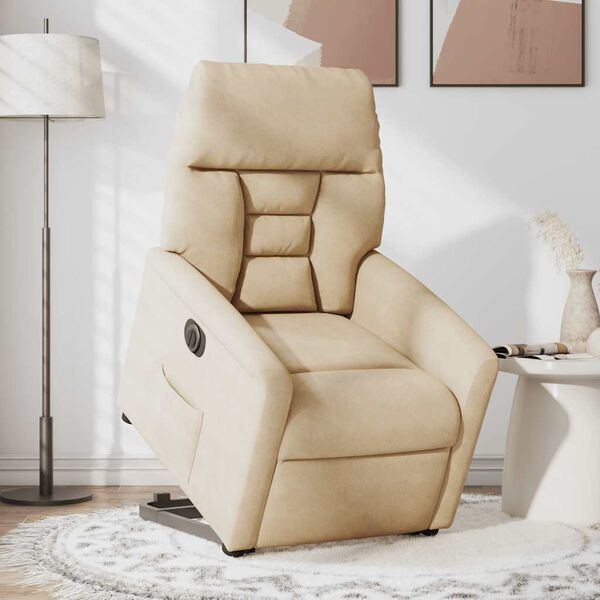 vidaXL Električni naslonjač na podizanje krem od mikrovlakana