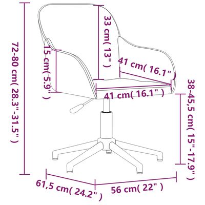 vidaXL Okretna uredska stolica smeđa baršunasta