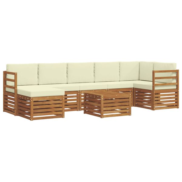 vidaXL Setovi sofa 8 pcs Prirodna i krem Čvrsto drvo akacije