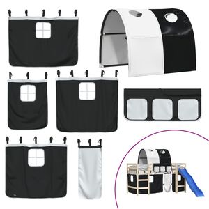 vidaXL Zavjese za krevet na kat s tunelom bijelo-crne poliesterske