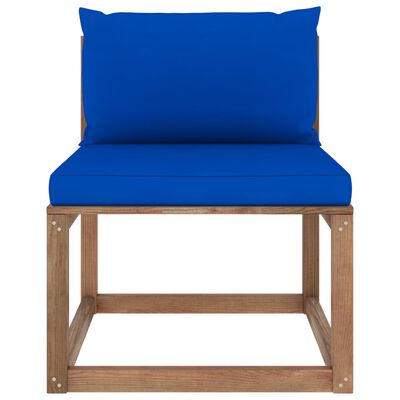 vidaXL Srednja vrtna sofa od paleta s plavim jastucima