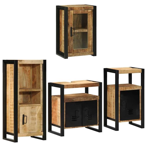 vidaXL Set namje&scaron;taja za kupaonicu Zidne 4 pcs Smeđa Čvrsto drvo manga