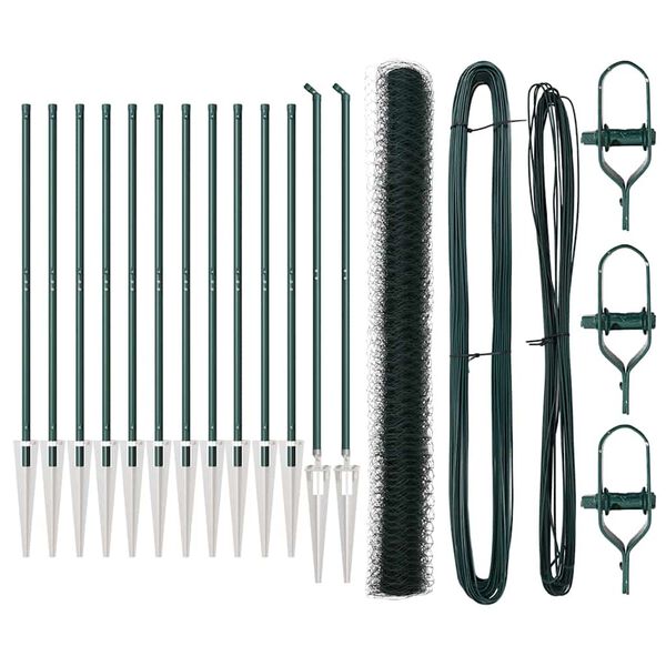 vidaXL Stup za ogradu Zelena 25 x 1,5 m (mreža 50 mm) Čelik