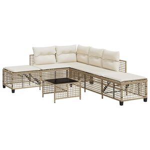 vidaXL 3-dijelni set kutne vrtnih sofa od poliratana s jastucima bež