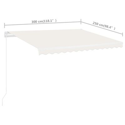 vidaXL Samostojeća tenda na ručno uvlačenje 300 x 250 cm krem