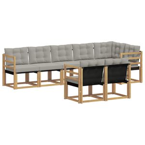 vidaXL Set vanjskih sofa s jastukom 8 pcs Bijela i svjetlosiva