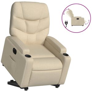 vidaXL Električni naslonjač na podizanje od tkanine krem