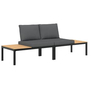 vidaXL 2-dijelni set vrtnih sofa s jastucima crni aluminijski