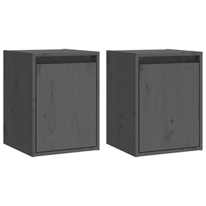 vidaXL Zidni ormarići 2 kom sivi 30 x 30 x 40 cm od masivne borovine