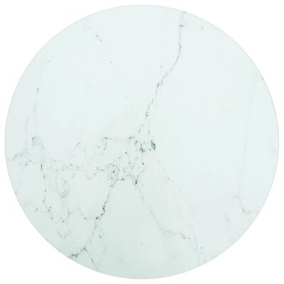 vidaXL Stolna ploča bijela Ø 30 x 0,8 cm staklena s mramornim uzorkom