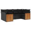 vidaXL 6-dijelni set vrtnih sofa s jastucima crni od poliratana