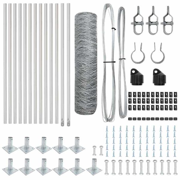 vidaXL Stup za ogradu Srebrno 25 x 0,6 m (mreža 36 mm) Čelik