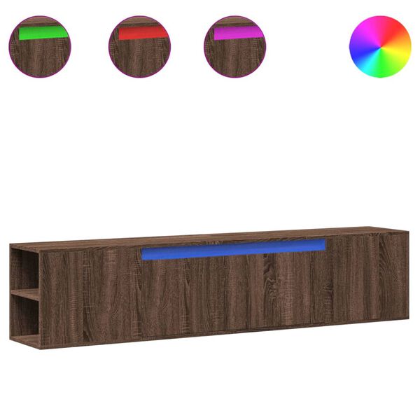 vidaXL Zidni TV ormarić LED smeđa boja hrasta 180x31x39,5 cm