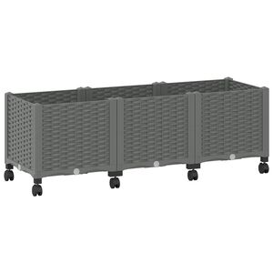 vidaXL Vrtni saksija s kotačima Svjetlosiva 120 x 40 x 48 cm PP