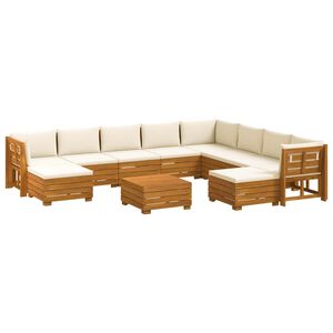 vidaXL 11 kom. Set vanjskih sofa Čvrsto drvo akacije Smeđa