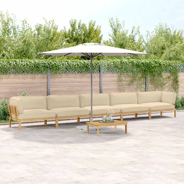 vidaXL Set sofe s jastukom Jednobojno 6 pcs Bež Čvrsto drvo akacije